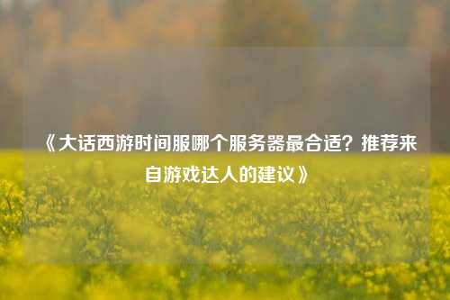 《大話(huà)西游時(shí)間服哪個(gè)服務(wù)器最合適？推薦來(lái)自游戲達人的建議》