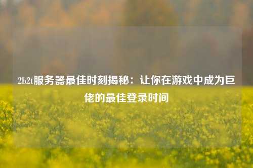 2b2t服務(wù)器最佳時(shí)刻揭秘：讓你在游戲中成為巨佬的最佳登錄時(shí)間